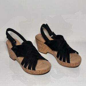 Clarks Giselle Glow Woven Leather Wedges